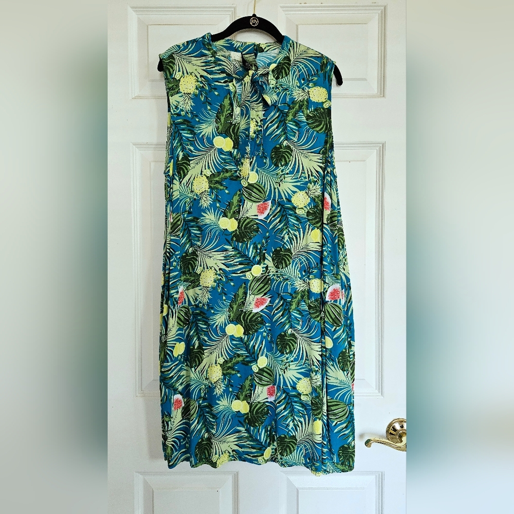 Tropical Print Sleeveless Dress